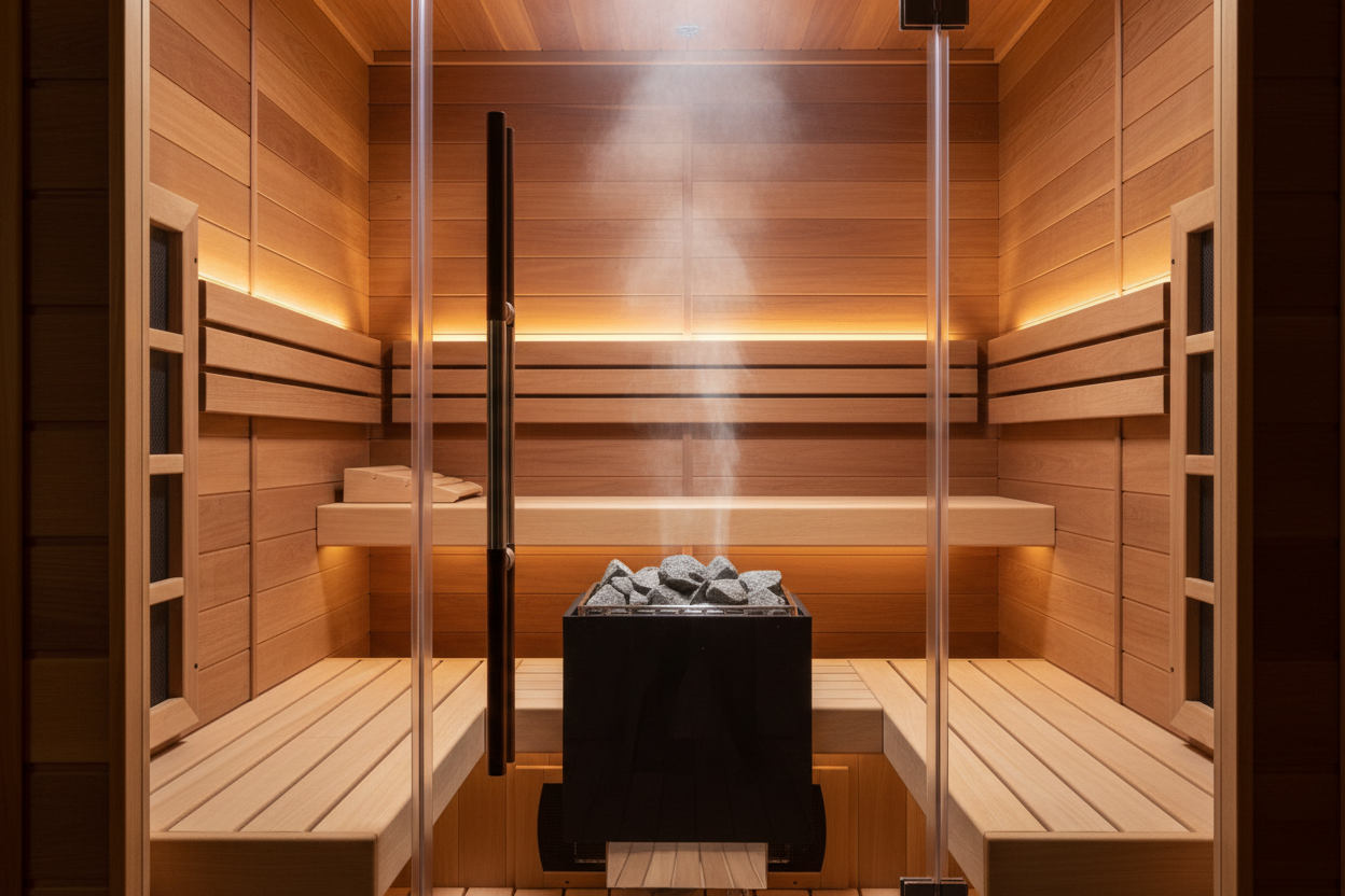 GDI-8228-01 Outdoor Traditional Sauna - Interior View