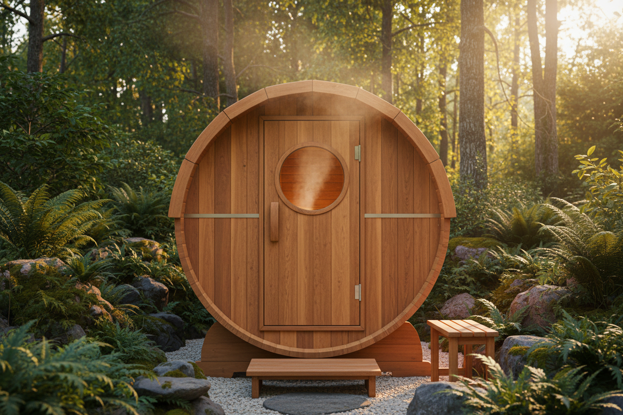 MX-J206 Seattle Barrel Sauna - Front View