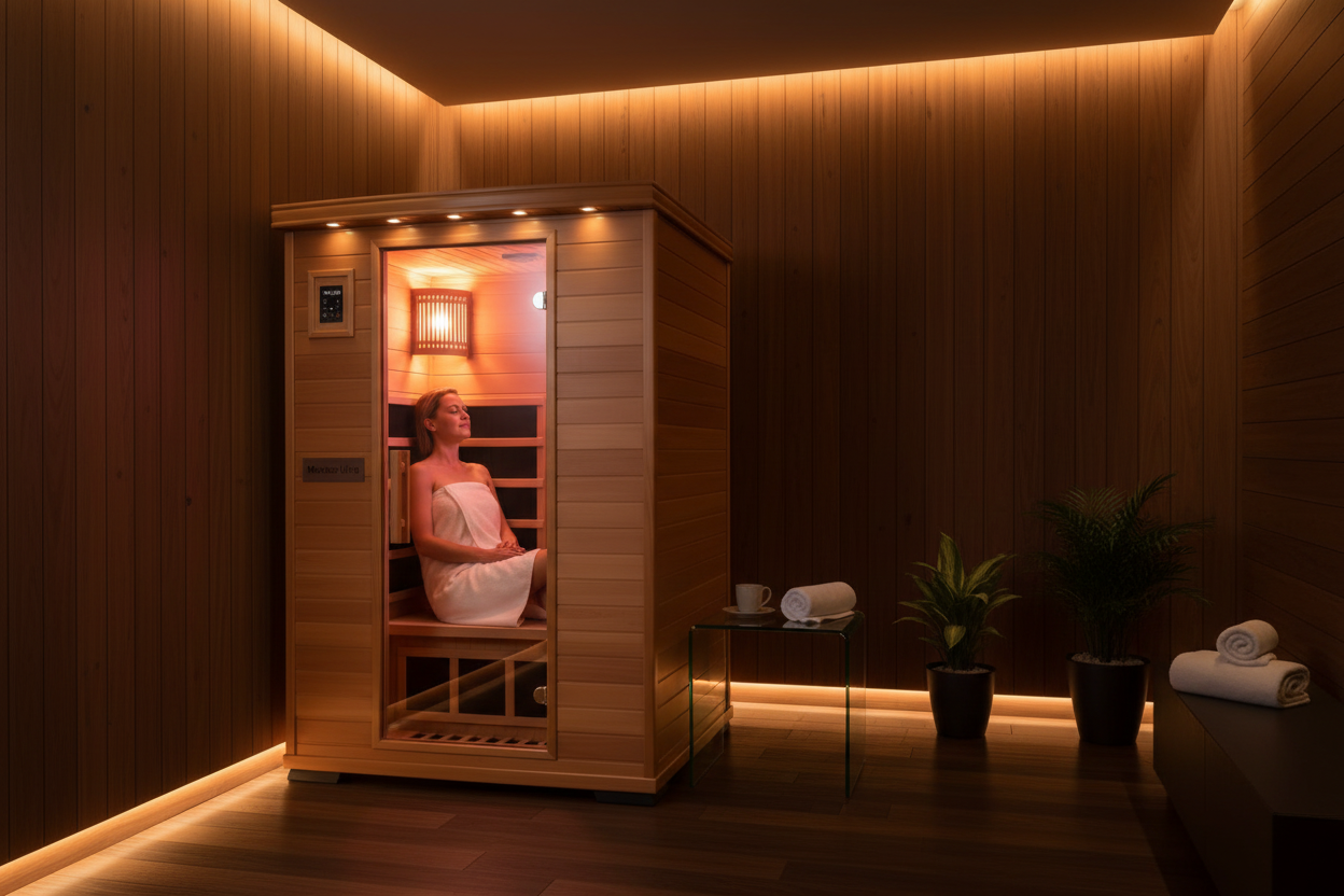 Maxxus S-Line Elite 2-Person Infrared Sauna - Lifestyle Shot