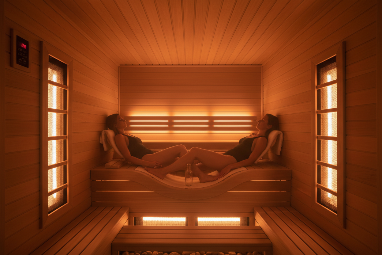 Golden Designs GDI-7060 2-Person Infrared Sauna - Interior Lifestyle View
