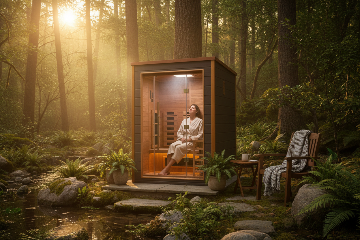GDI-8228-01 Outdoor Traditional Sauna - Lifestyle Shot