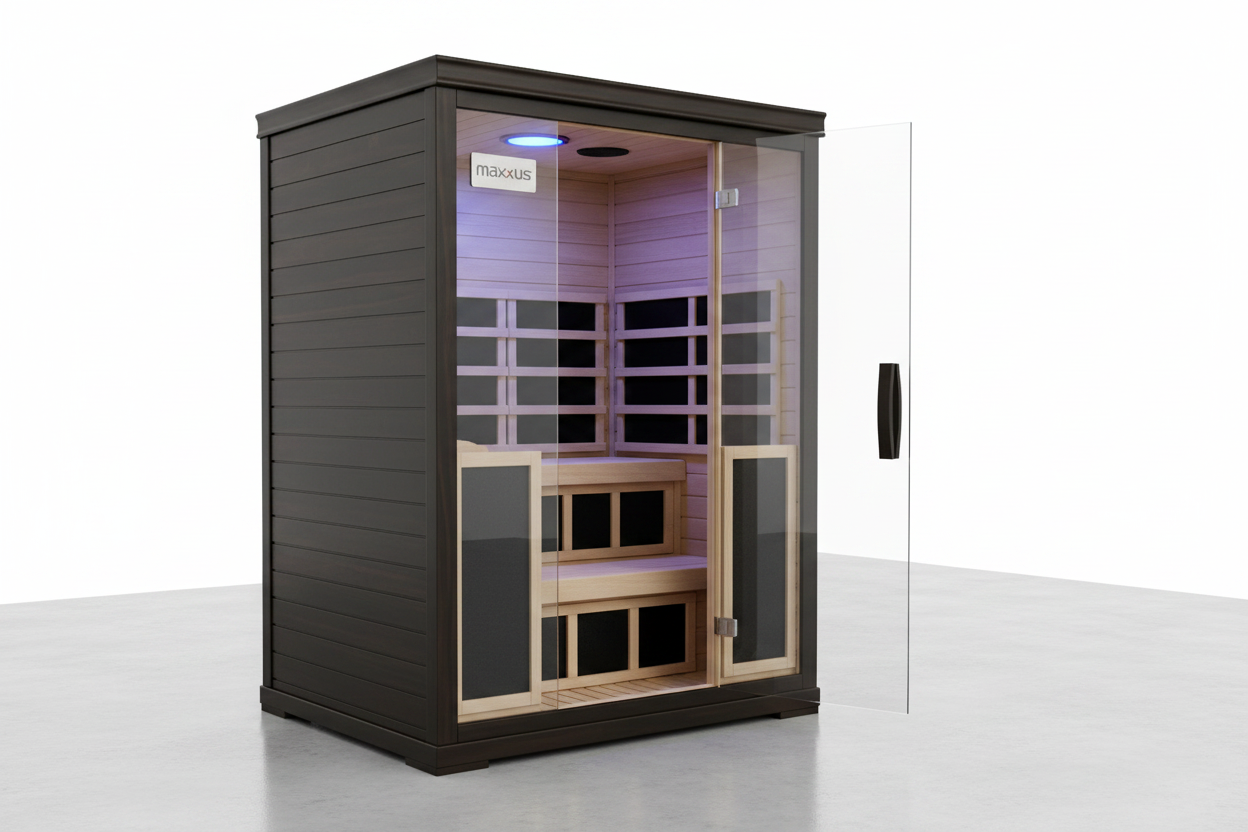 Maxxus S-Line 3-Person Infrared Sauna - 45 Degree Angle