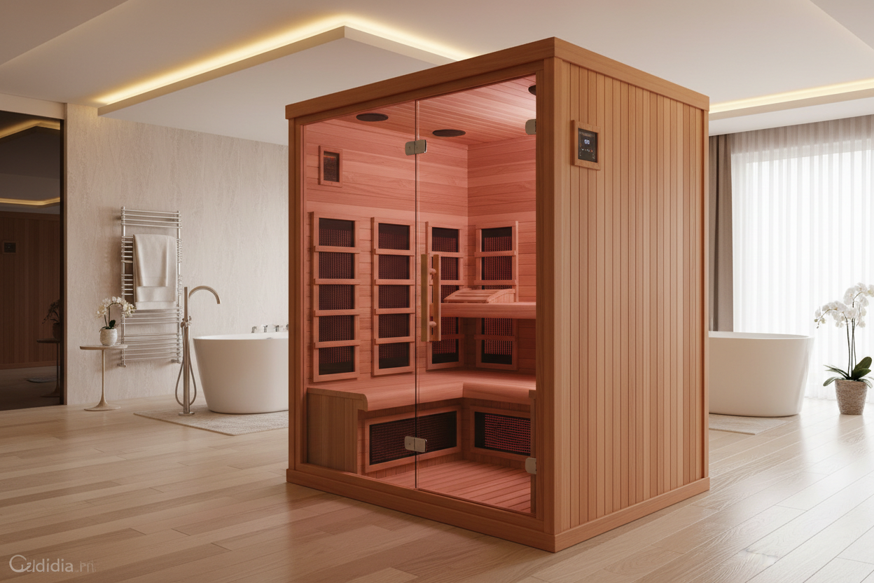 Golden Design GDI-8503 3-person infrared sauna 3/4 angle view
