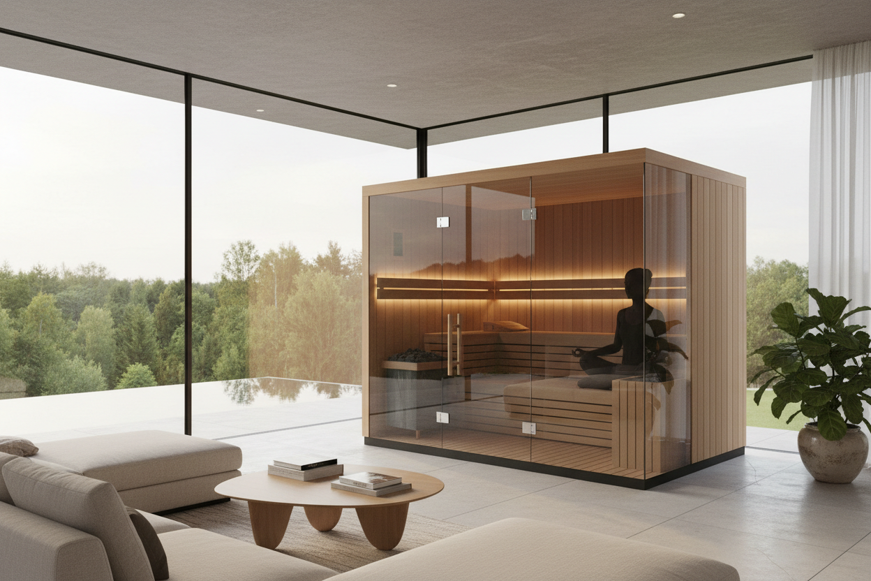 Karlstad luxury sauna in modern home lifestyle setting