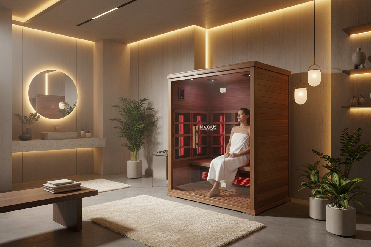 Maxxus S-Line 2-Person Low EMF Infrared Sauna - Lifestyle Shot