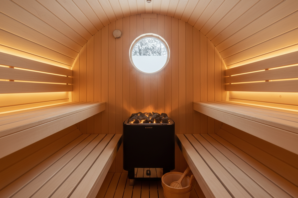 MX-J306-01 Bellevue Barrel Sauna - Interior View