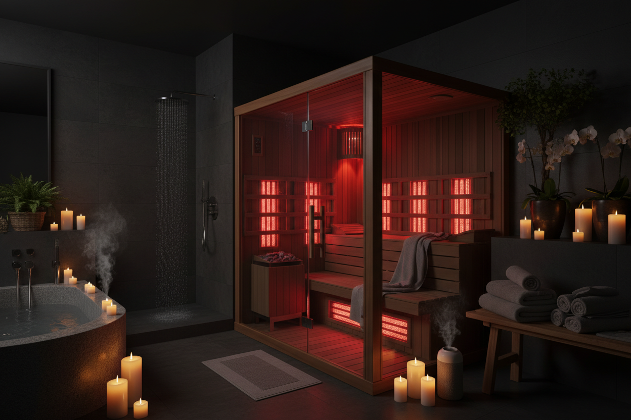 Drammen luxury hybrid sauna in high-end home wellness room